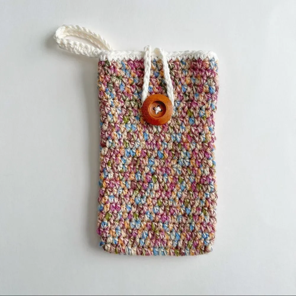 Hand Crafted Crochet iPhone Cover Multi Color Button Size iPhone 13 Pro